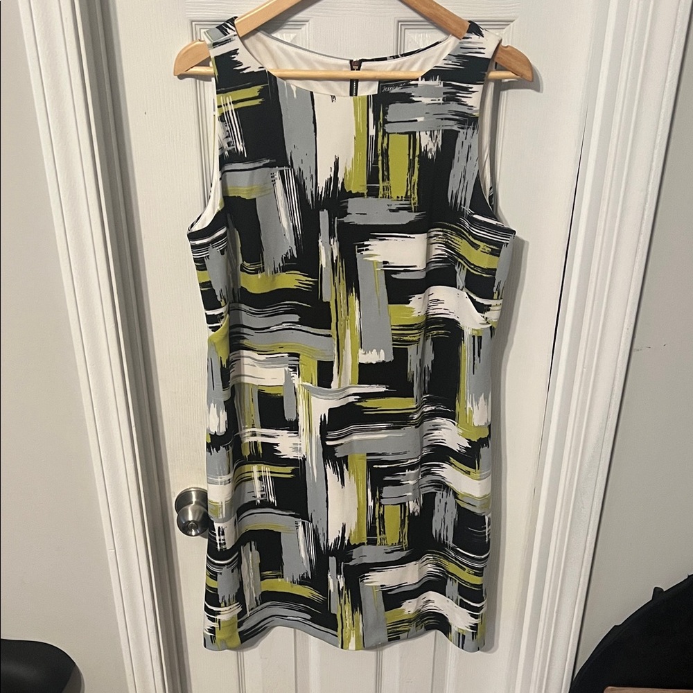 EUC Jessica Howard Black/Gray/White/Lime Dress Size 16